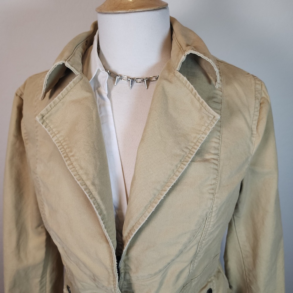 Old Navy Women's Beige Twill Military Style Jacket Blazer Coat Size Large - Picture 2 of 6